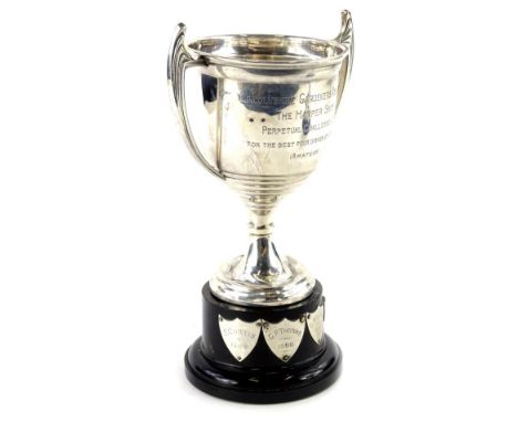 An Elizabeth II two handled silver trophy, the Lincolnshire Gardeners Association, The Harper Smith Perpetual Challenge Cup f