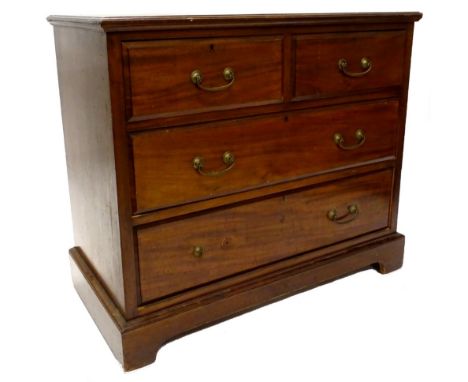 An Edwardian mahogany chest of drawers, the rectangular top with a moulded edge above two short and two long drawers on brack