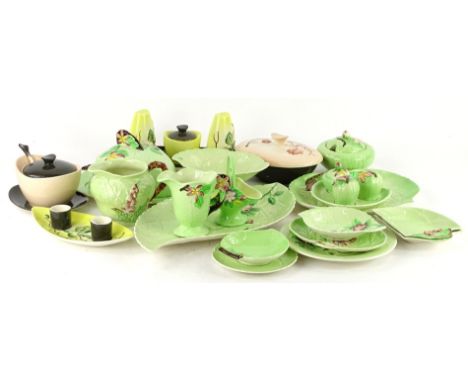 Miscellaneous items of Carltonware, to include leaf moulded butter dish, jugs, preserve jars etc., various patterns.