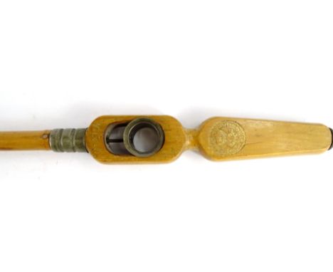 A French part bamboo brass pruning stick, titled Fleur, indistinct gilt makers stamp to handle, 93cm L.