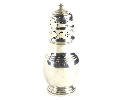 A George VI silver sugar castor, with a turned finial and dome foot, Birmingham 1937, 2¾oz.