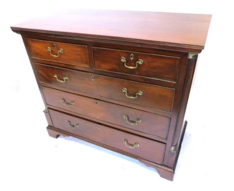 A 19thC mahogany chest of drawers, the rectangular top with a reeded edge above two short and three long drawers, with reeded