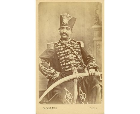 NASER AL-DIN SHAH QAJAR: (1831-1896) King of Persia 1848-96. First Iranian monarch to visit Europe. Assassinated. An excellen