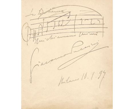 PUCCINI GIACOMO: (1858-1924) Italian Composer. An excellent A.M.Q.S., `Giacomo Puccini´,  a large and good signature example,