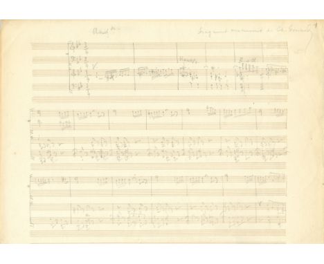 GOUNOD CHARLES: (1818-1893) French Composer. A good A.M.Q.S., `Fragment musical de Ch. Gounod´, signed in pencil to the upper