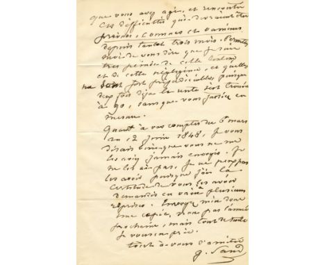 SAND GEORGE: (1804-1876) French Novelist who used the pseudonym of George Sand, her real name being Amantine Dupin. Also know
