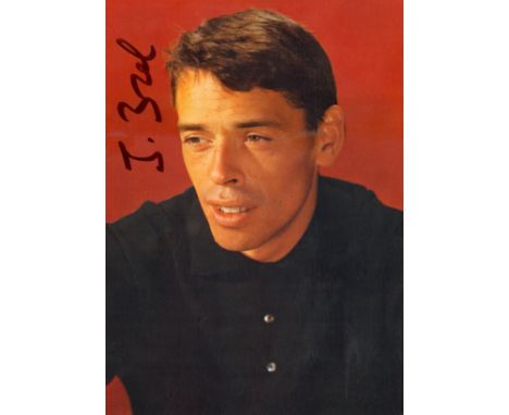 BREL JACQUES: (1929- 1978) Belgian Singer & Songwriter. Vintage colour signed 6 x 8 large postcard photograph of Brel, the im