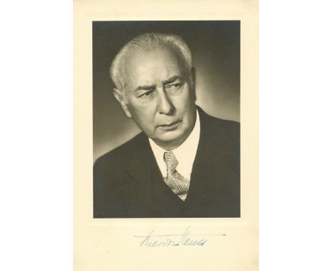 HEUSS THEODOR: (1884-1963) First President of the Federal Republic of Germany after WWII, 1949-59. A good signed vintage 4.5 
