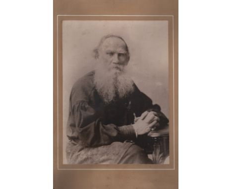 TOLSTOY LEO: (1828-1910) Russian Writer of the masterpieces War and Peace and Anna Karenina. A rare, large vintage signed and