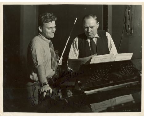MENUHIN YEHUDI: (1916-1999) American-born British Violinist. Two good signed photographs by Menuhin. The first being an unusu