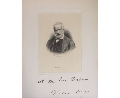 HUGO VICTOR: (1802-1885) French Poet and Novelist. An excellent vintage signed and inscribed printed 8.5 x 10.5 engraved port