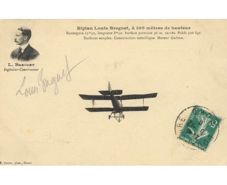 BREGUET LOUIS: (1880-1955) French Aviator and Pioneer Aircraft Designer. Vintage signed postcard photograph, the image showin