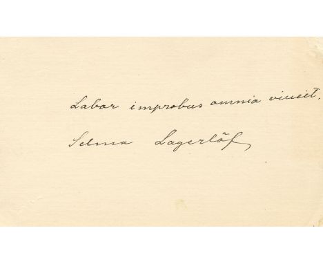 LAGERLOF SELMA: (1858-1940) Swedish Author, the first female writer to win the Nobel Prize for Literature, 1909. A.Q.S., Selm