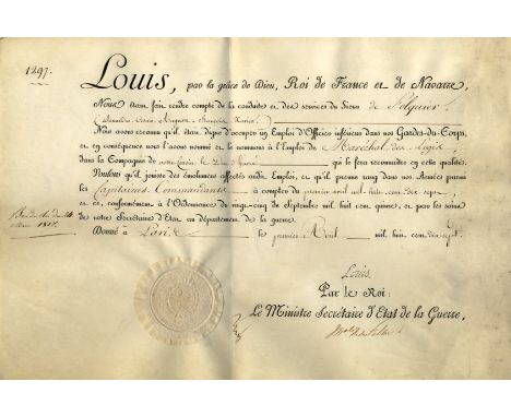 [LOUIS XVIII]: (1755-1824) King of France 1814-15 & 1815-24, with a brief interruption during the Hundred Days in 1815. D.S.,