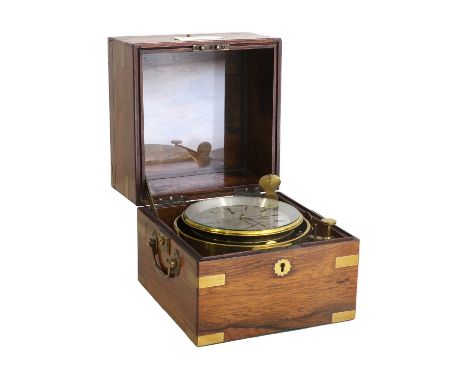 A Good Rosewood Eight Day Marine Chronometer, Signed Muston & Gath, London & Bristol, No: 5889, circa 1850, the three tier ca