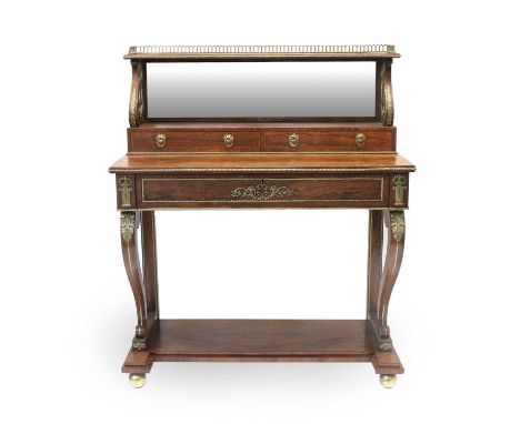 A Regency Rosewood, Tulipwood-Banded and Gilt-Metal-Mounted Chiffonier, by William Wilkinson, 14 Ludgate Hill, London, 2nd qu