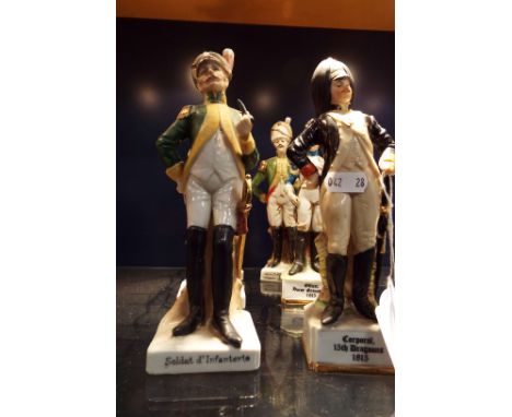 A group of six continental ceramic soldiers