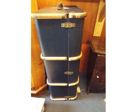 A vintage wooden trunk in blue