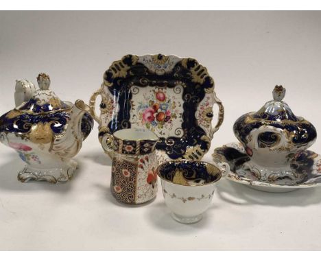 A Victorian Staffordshire pottery part tea service and various Imari porcelain