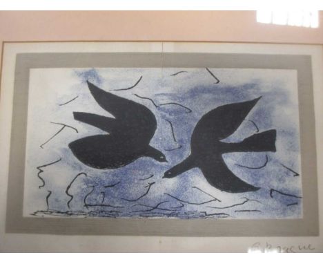Georges Braque, reproduction print 'Les deux Oiseaux', printed signature, 18 x 20cm