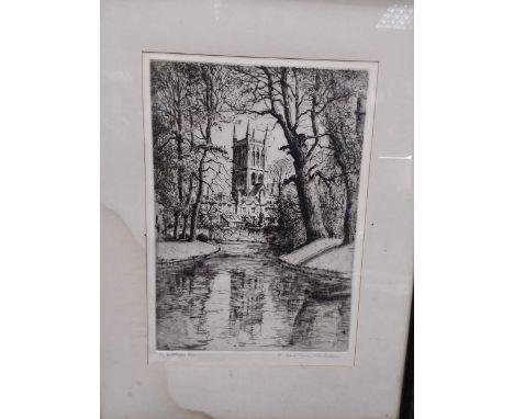 Mabel Oliver Rae (British,1868-1956), St John's Tower, Cambridge, signed lower left 'M Oliver Rae', etching,29 x 20cm