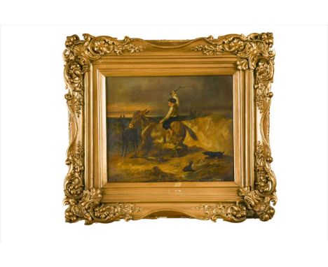 A Boy riding a donkey signed lower left "R Ansdell" oil on canvas 24 x 28.5cmCondition report: Oil on canvas which is unlined