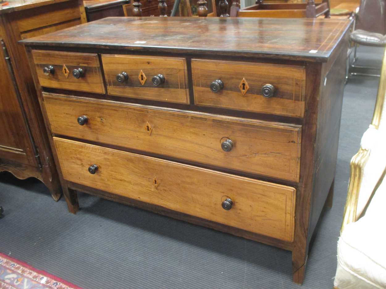 A 19th century Continental hardwood chest of drawers, 91 x 126 x 61cm ...