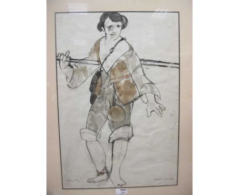 Barry Kay (Australian, 1932-1985) 'Theatrical costume design', signed, charcoal and watercolour, 56 x 38cm; Thomas Roche (Bri