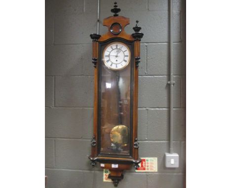 A late 19th century Vienna regulator wall clock, 127cm high