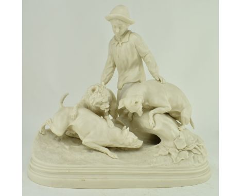 Copeland China after&nbsp;Pierre-Jules M&ecirc;ne - a late 19th century Parian ware hunting figure. The sculpture depicting a