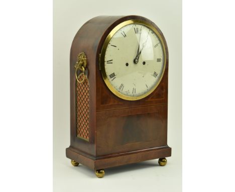 A 19th century likely German eight day movement bracket mantle clock. The clock cased in mahogany with boxwood inlay, the ena