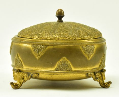 Ferdinand Barbedienne (French, 1810-1892) - A French 19th century brass Belle Epoque trinket box. The box having a finial han