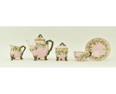 Royal Worcester - A Victorian 19th century circa 1878 fine bone china Aesthetic Movement miniature tea service. The serving h