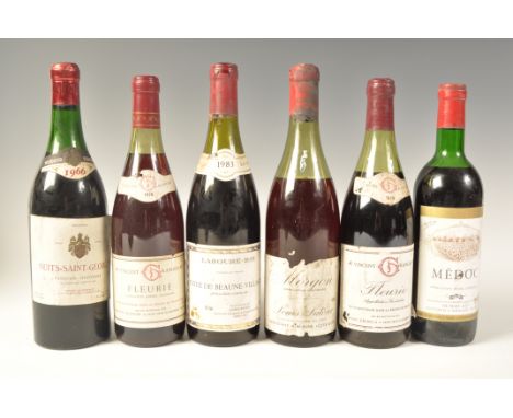 A vintage bottle of Louis Latore Morgon, circa 1960's ( label part missing )&nbsp; together with a 1966 Nuits Saint Georges P