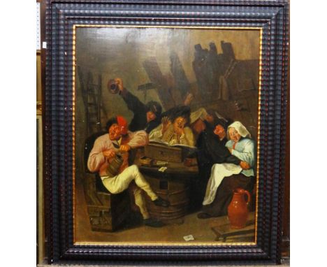 Manner of Adriaen Brouwer, Raucous tavern scene, oil on panel, 55cm x 46cm.