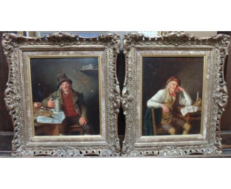 Constantin Schroeter (1794-1835), The Politician; The Thirsty Old Man, a pair, oil on panel, one signed and dated 1828, each 