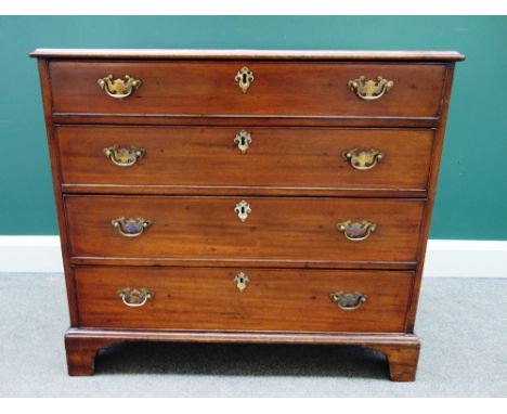 A George III mahogany chest of four long graduated drawers, on bracket feet, 91cm wide x 46cm deep.
