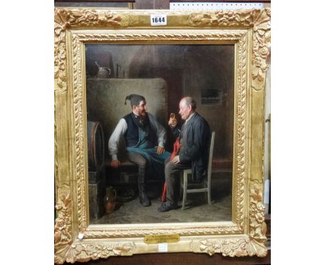 Friedrich Friedlander (1825-1901), The Wine tasting, oil on panel, signed, 38cm x 30cm.   Illustrated