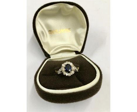 18ct White Gold Diamond and Sapphire Ring weight of ring 4.8g