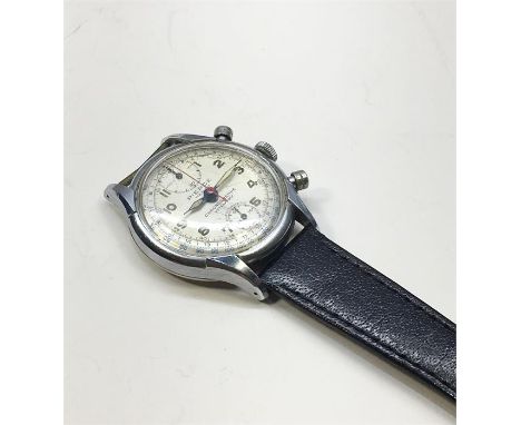 Vintage Oversize Pierce Chronograph Pilot / Aviator Watch A/F   the watch is not working stainless steel screw down back look
