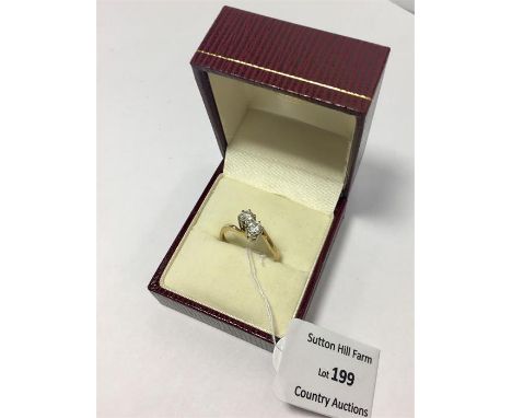 18ct Gold 2 stone Diamond ring hallmarked 750 set with 2 Diamonds each measure approx 4mm dia weight 2.8g 