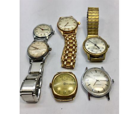 Collection of vintage wrist watches includes Helicon .Felicia , MuDu, Midget, Pontiac, Roamer 