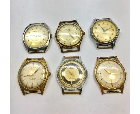 6 Vintage Gents Wrist Watches includes smiths Oris , Accurist ,Rotary, Ingersoll 
