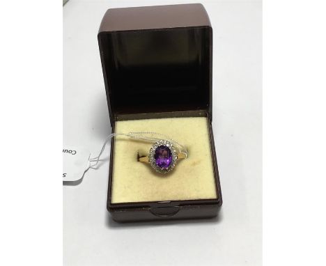 9ct Gold Amethyst dress ring weight 3.4g