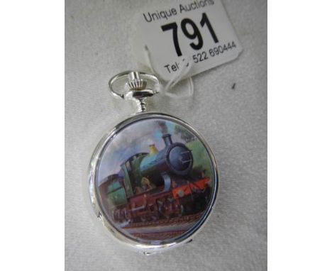 A Pocket watch featuring 'The City of Truro' steam engine.