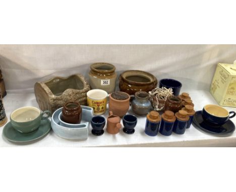 A quantity of items including Earthen &amp; Stone ware, 2 Denby cup &amp; saucers