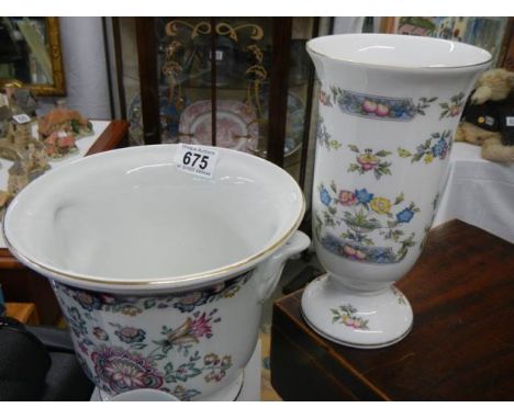 A Royal Winton planter and a ceramic vase.