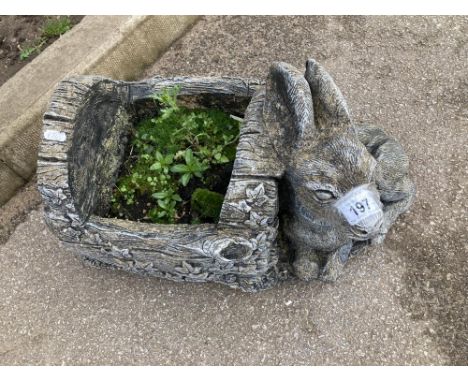 A Donkey &amp; Trough planter made from concrete