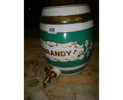 A ceramic brandy barrel (a/f cracked)