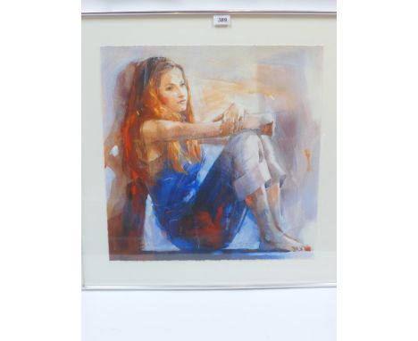 Cristine Comyn, two limited edition prints of young ladies 86/195 and 116/195, signed in pencil, the largest H-69cm x W-69cm